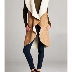 Suede Faux Shering Vest Sz M